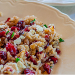 Brown Rice Salad with Cranberries Walnuts Mint and Feta